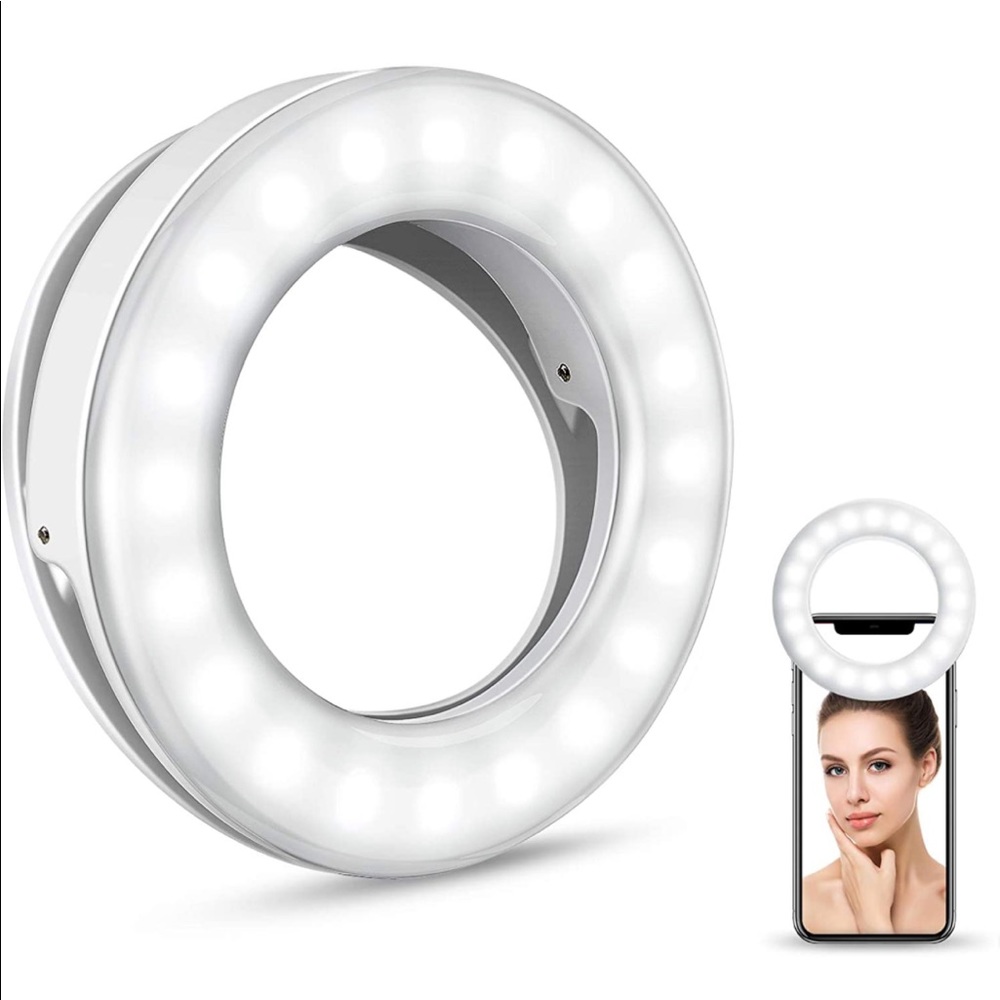 Selfie Ring Light Rechargeable Selfie Clip On for Phone Laptop Zoom Meeting